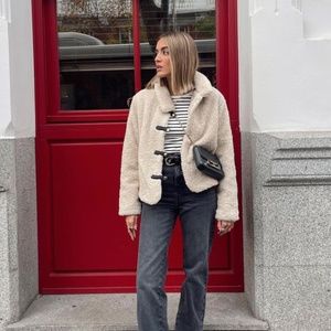 Zara Faux Shearling Crop Jacket 2022